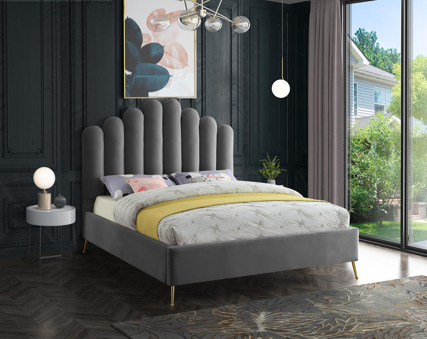 Lily Grey Velvet King Bed