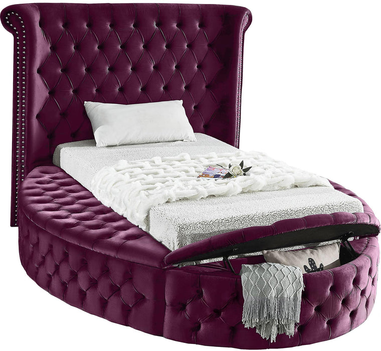 Luxus Purple Velvet Twin Bed - D&N Furniture (PA)