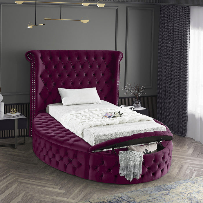 Luxus Purple Velvet Twin Bed - D&N Furniture (PA)