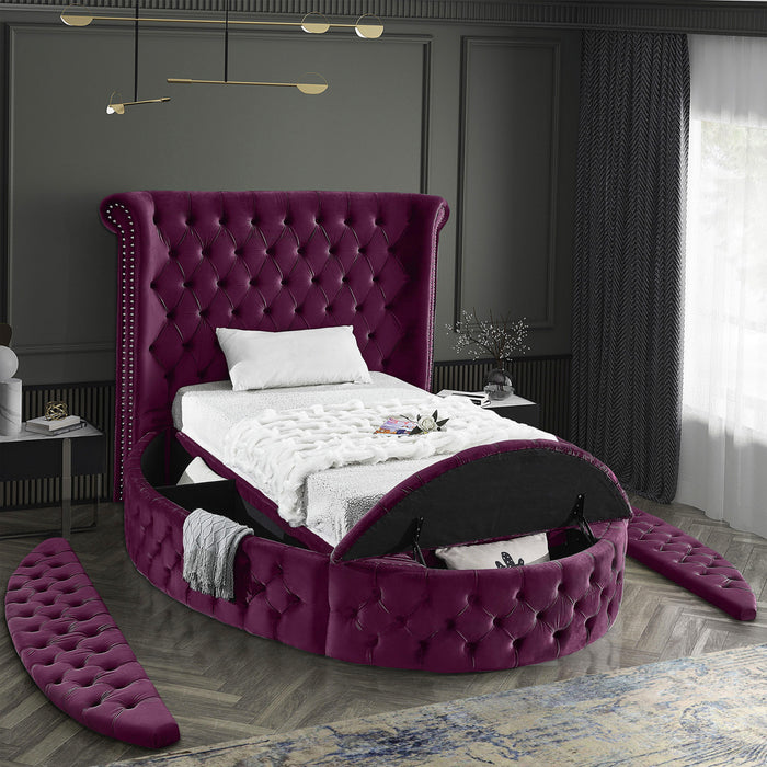 Luxus Purple Velvet Twin Bed - D&N Furniture (PA)