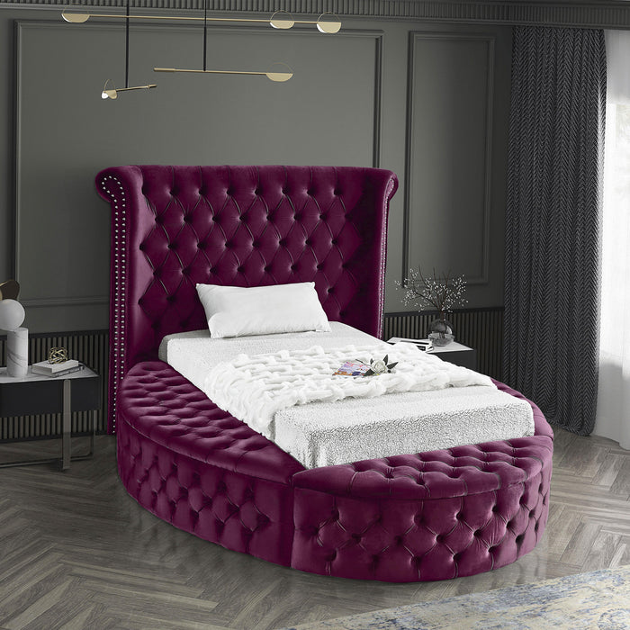 Luxus Purple Velvet Twin Bed - D&N Furniture (PA)