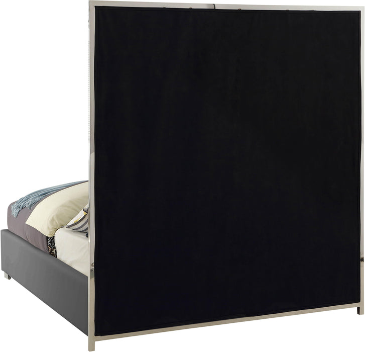 Milan Grey Faux Leather King Bed - D&N Furniture (PA)