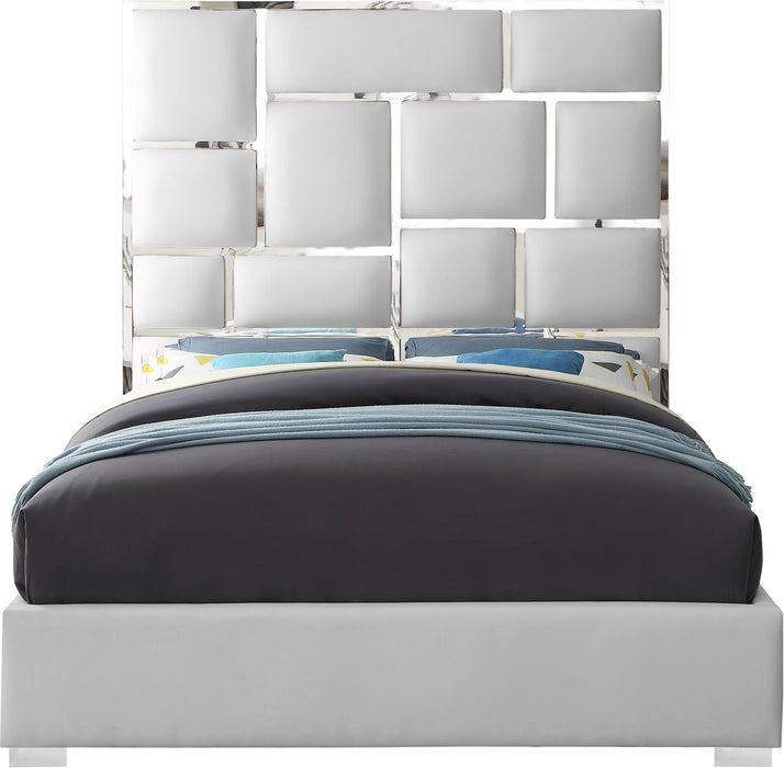 Milan White Faux Leather King Bed - D&N Furniture (PA)