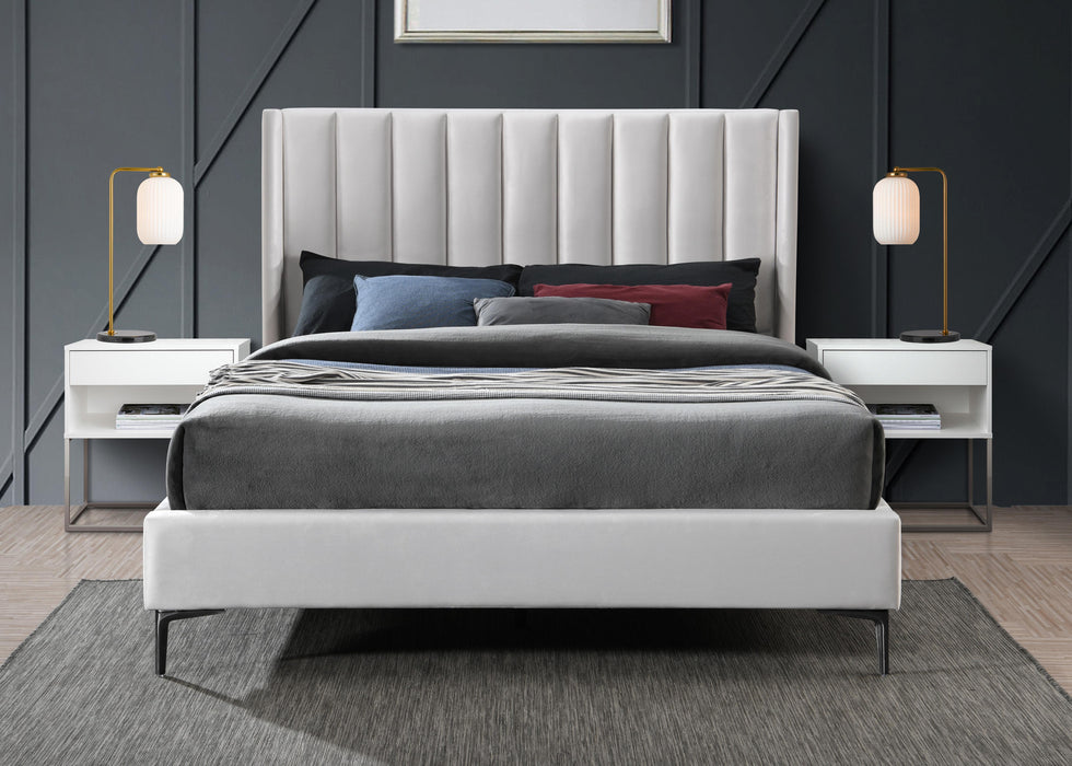 Nadia Cream Velvet Full Bed - D&N Furniture (PA)