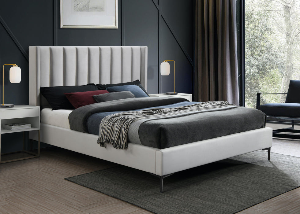 Nadia Cream Velvet Full Bed - D&N Furniture (PA)