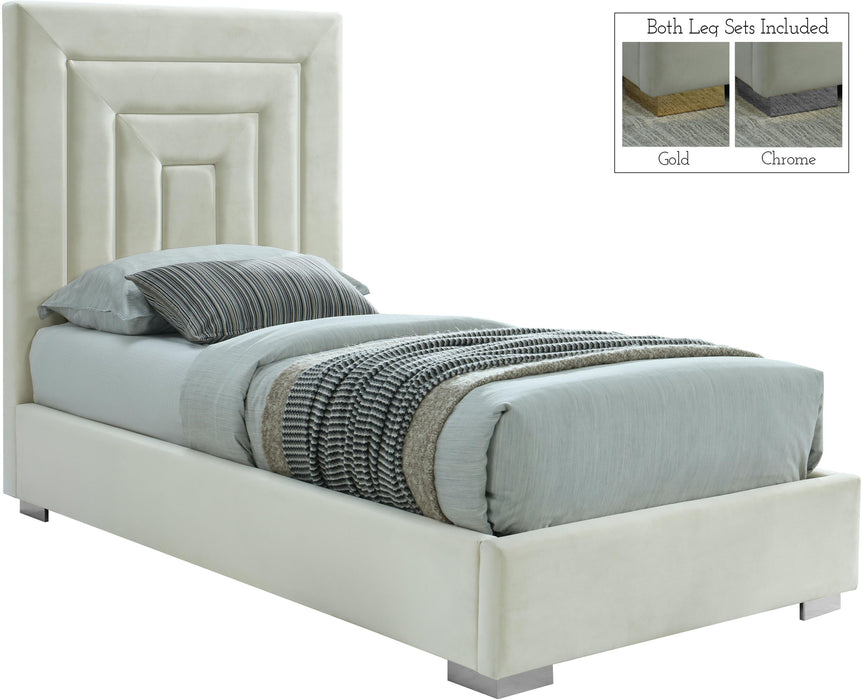 Nora Cream Velvet Twin Bed - D&N Furniture (PA)