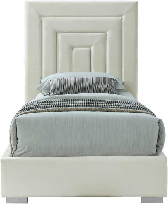 Nora Cream Velvet Twin Bed - D&N Furniture (PA)