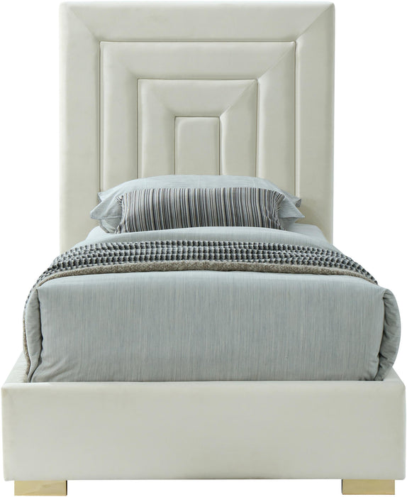 Nora Cream Velvet Twin Bed - D&N Furniture (PA)