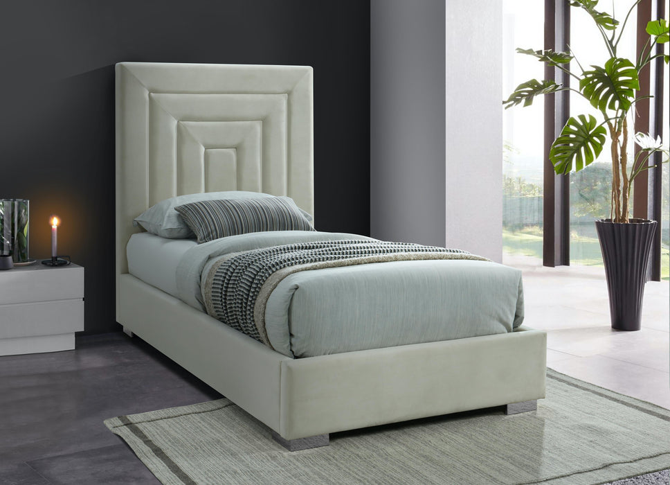 Nora Cream Velvet Twin Bed - D&N Furniture (PA)