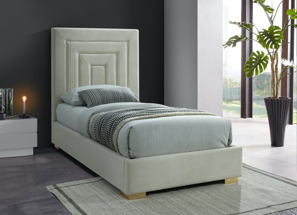 Nora Cream Velvet Twin Bed - D&N Furniture (PA)