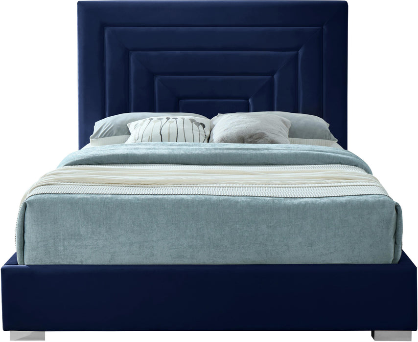 Nora Navy Velvet King Bed - D&N Furniture (PA)