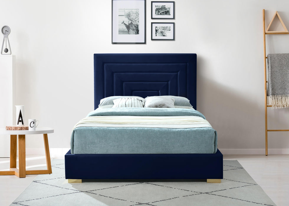 Nora Navy Velvet King Bed - D&N Furniture (PA)