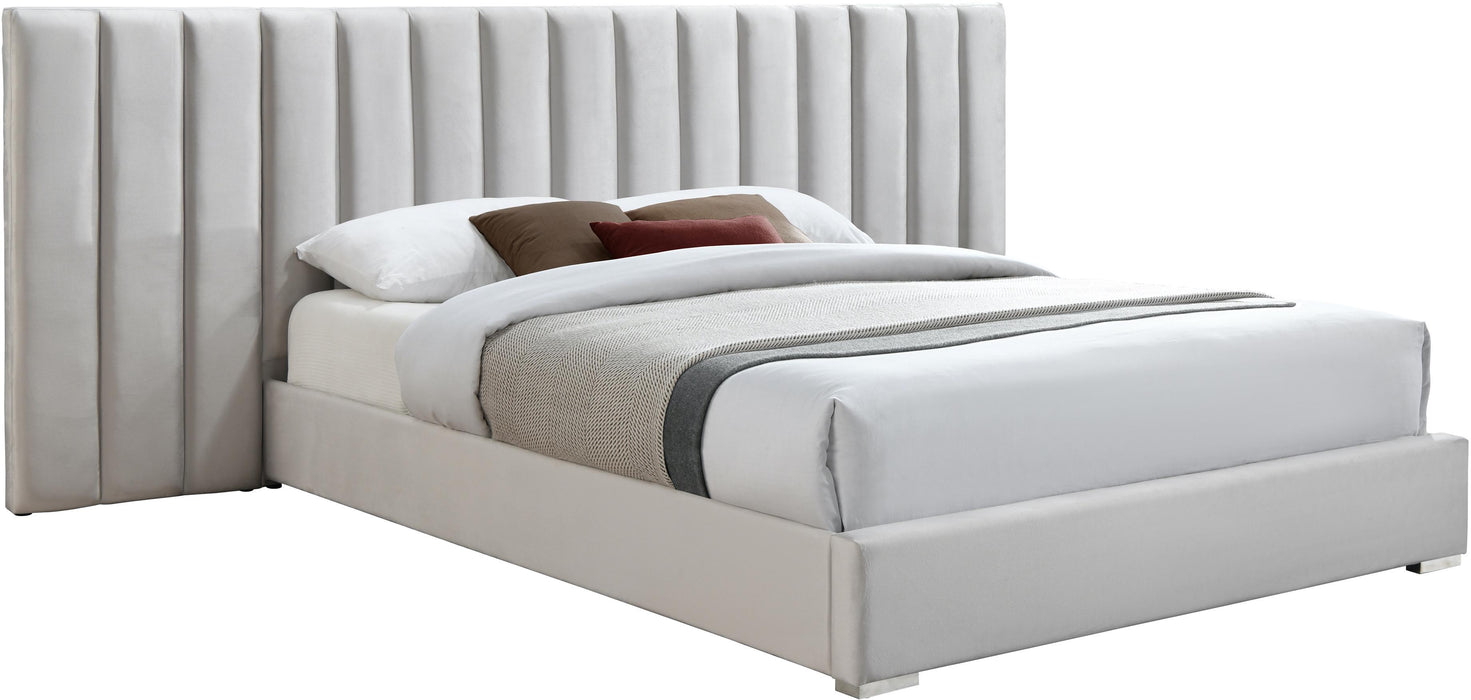 Pablo Cream Velvet Queen Bed