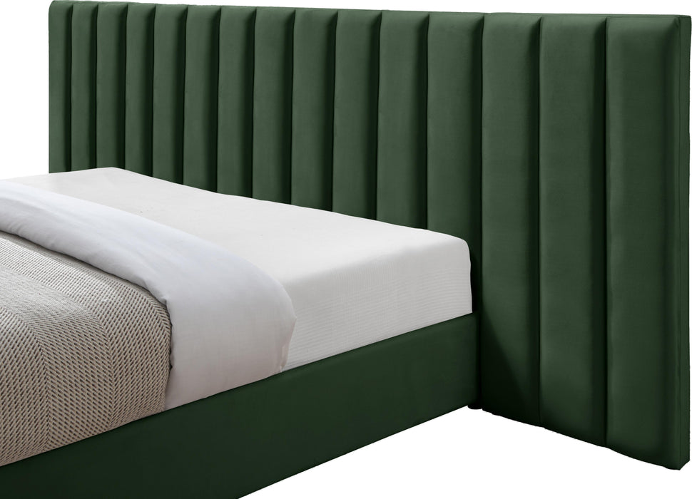 Pablo Green Velvet Queen Bed