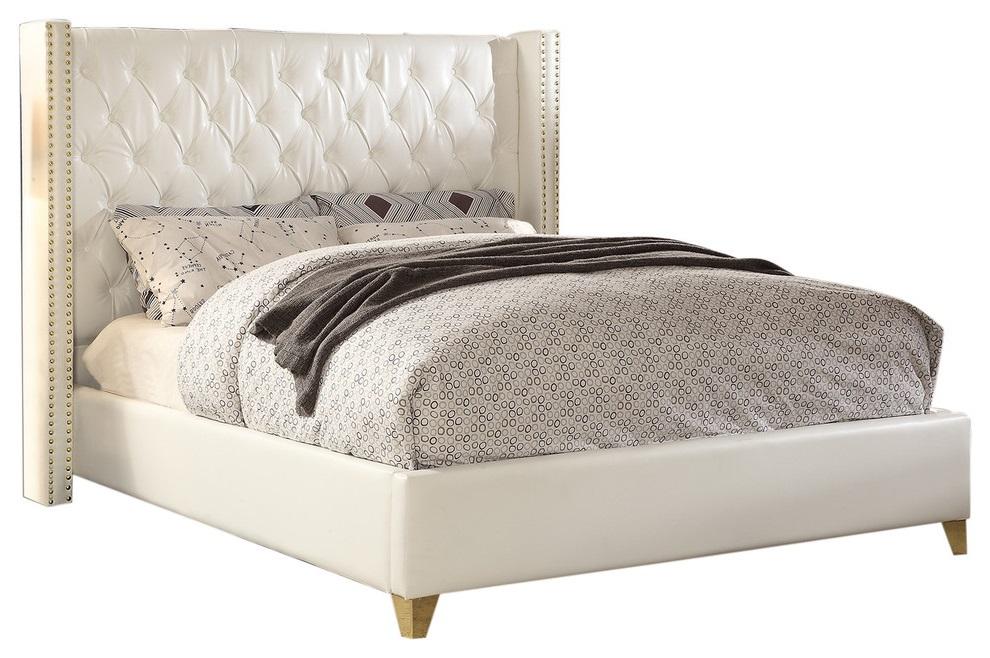 Soho White Bonded Leather Queen Bed