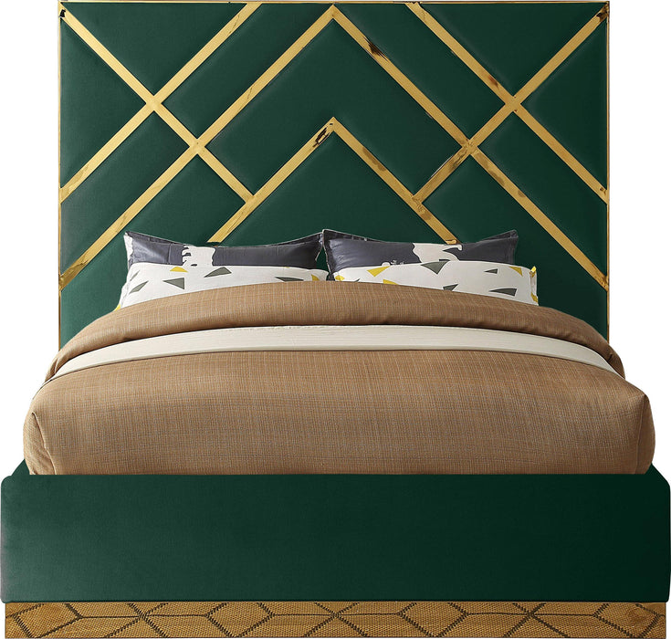 Vector Green Velvet Queen Bed