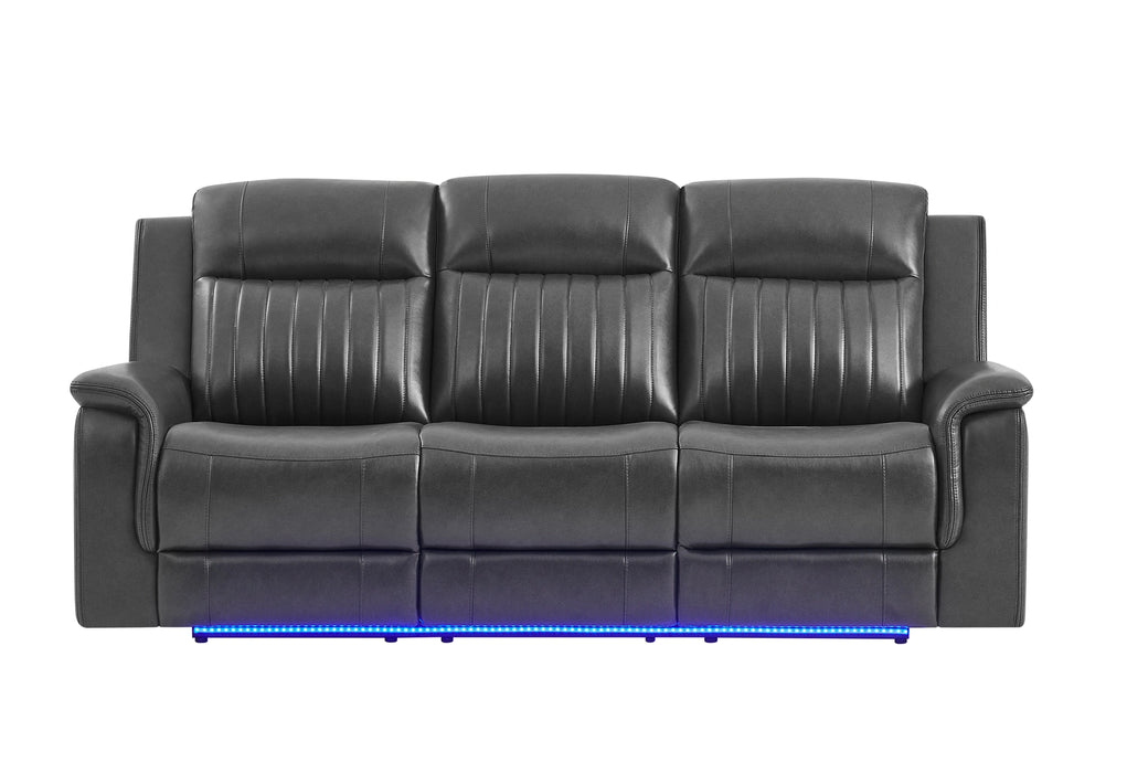 U8879 Charcoal Pwr Rec Sofa/Pwr Con Rec Loveseat/Pwr Rec W/LED & Gl Ss
