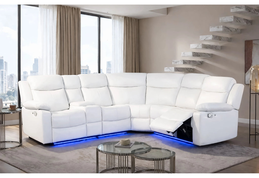 U6026 Blanche White Right Arm Facing Sectional
