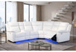 U6026 Blanche White Right Side Facing Sectional with LED and Speaker