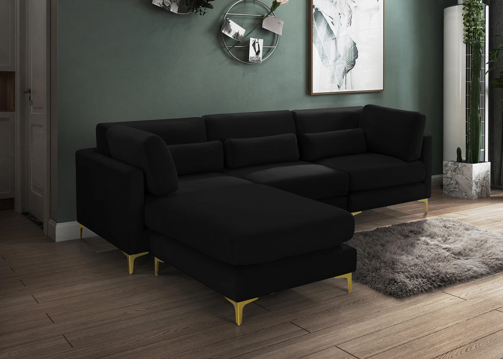 Julia Black Velvet Modular Sectional (4 Boxes)