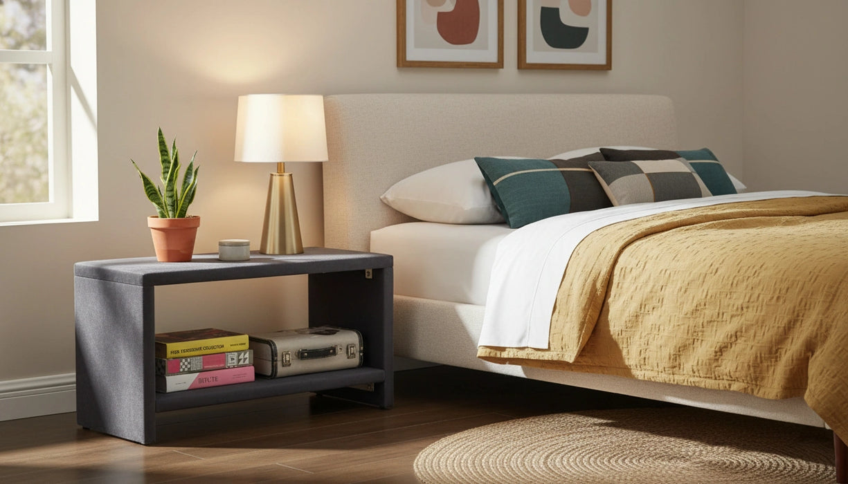Cleo Grey Velvet Night Stand