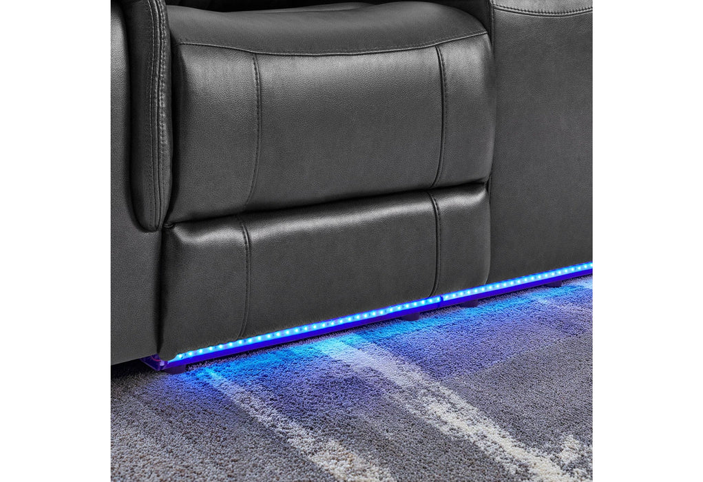 U8879 Blanche Charcoal Pwr Con Rec Ls W/LED, Global Ss & Subwoofer