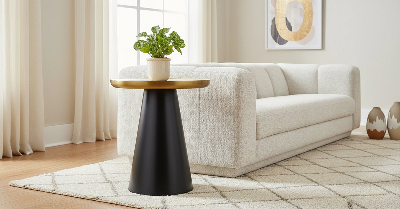 Martini Brushed Gold/Matte Black End Table