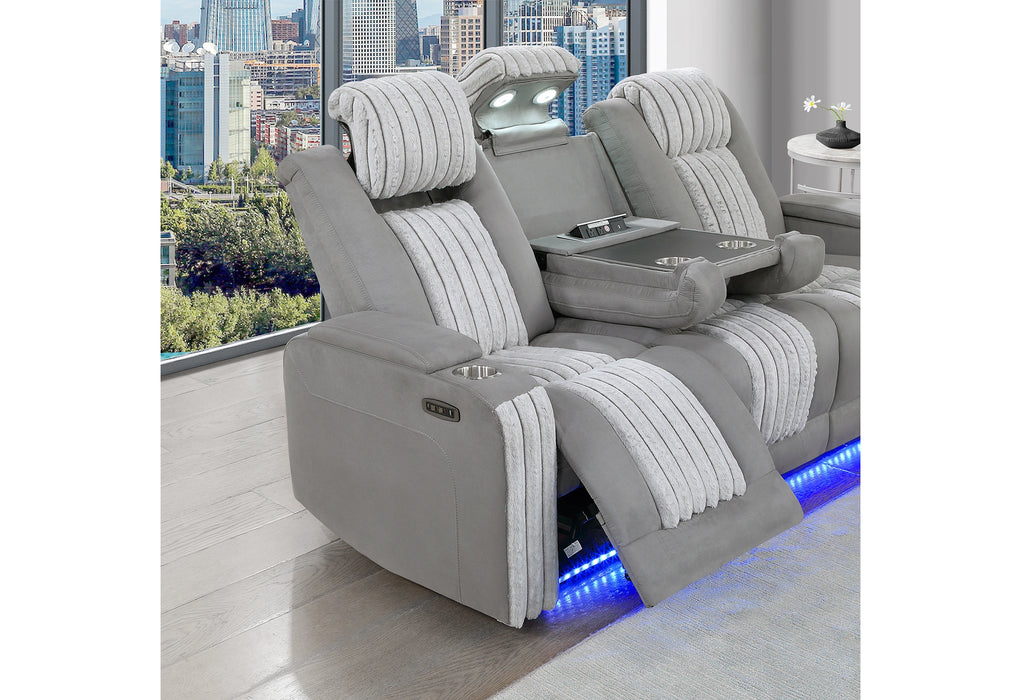 U8000 Grey Pwr Rec Sofa/Pwr Con Rec Loveseat/Pwr Recliner W/PHR