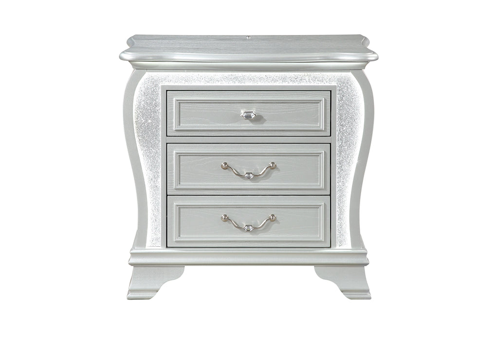 Aria Silver Nightstand with LED