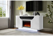 Aileen White 66" Ent Unit with LED, Speakers, Crystal and Pop-Up Doors