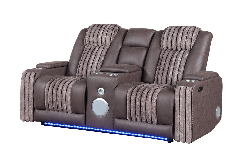 U8000 Pwr Console Rec Loveseat with PHR, LED and Speaker