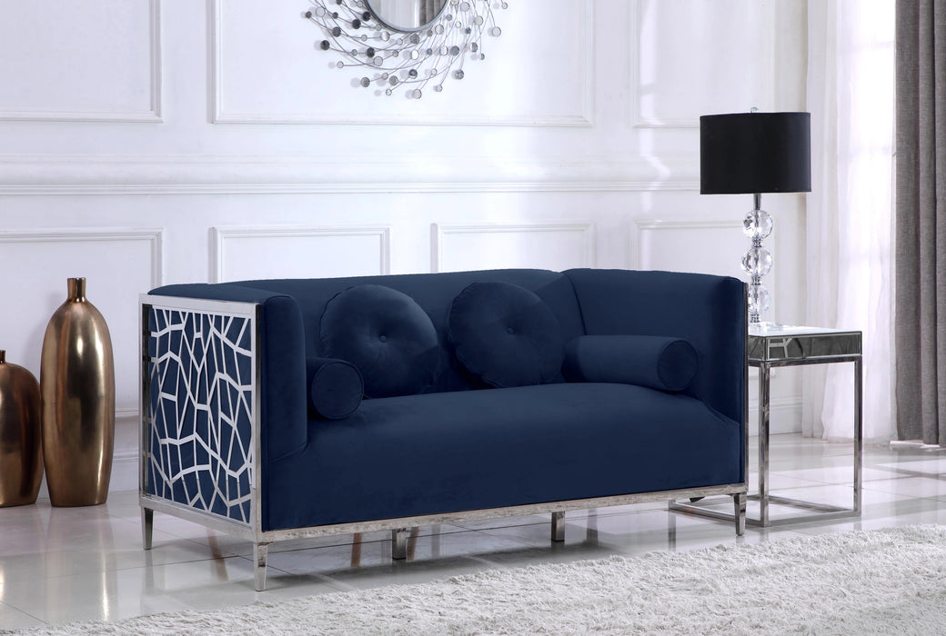 Opal Navy Velvet Loveseat