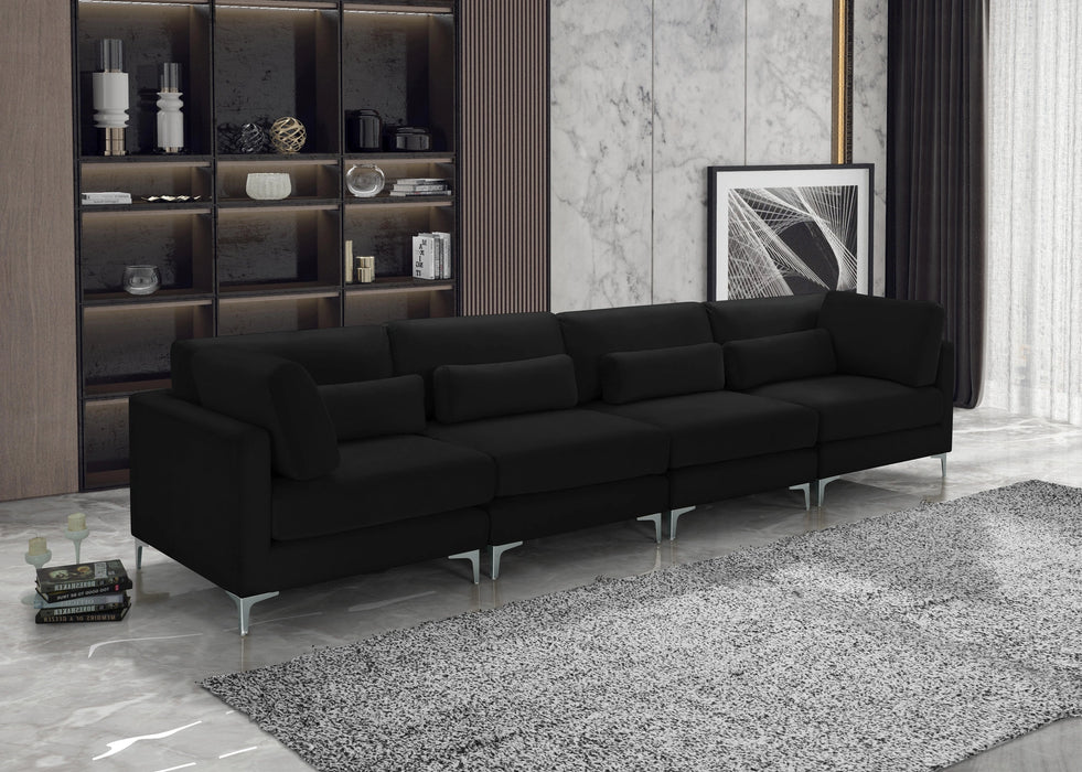 Julia Black Velvet Modular Sofa (4 Boxes)