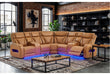 U8611 Camel Sectional with Power Headrest, Continuous LED and Speaker