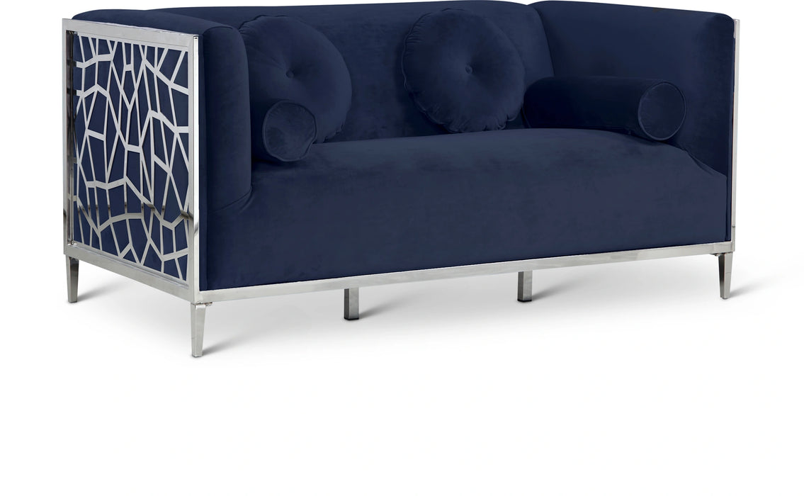 Opal Navy Velvet Loveseat