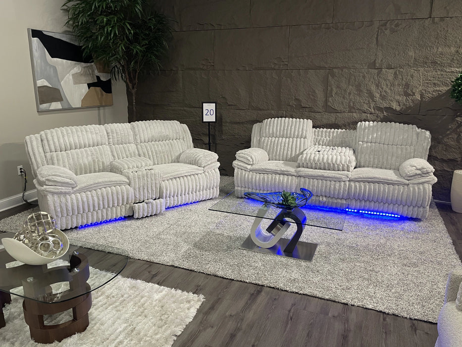 U8686 Black Pwr Rec Sofa W/ LED/Pwr Console Rec Loveseat W/LED