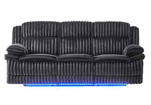 U8686 Black Pwr Rec Sofa with LED, Hidden Drawer and Drop Down Table