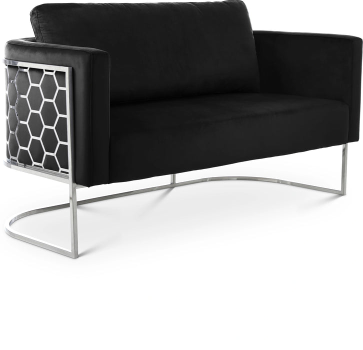 Casa Black Velvet Loveseat