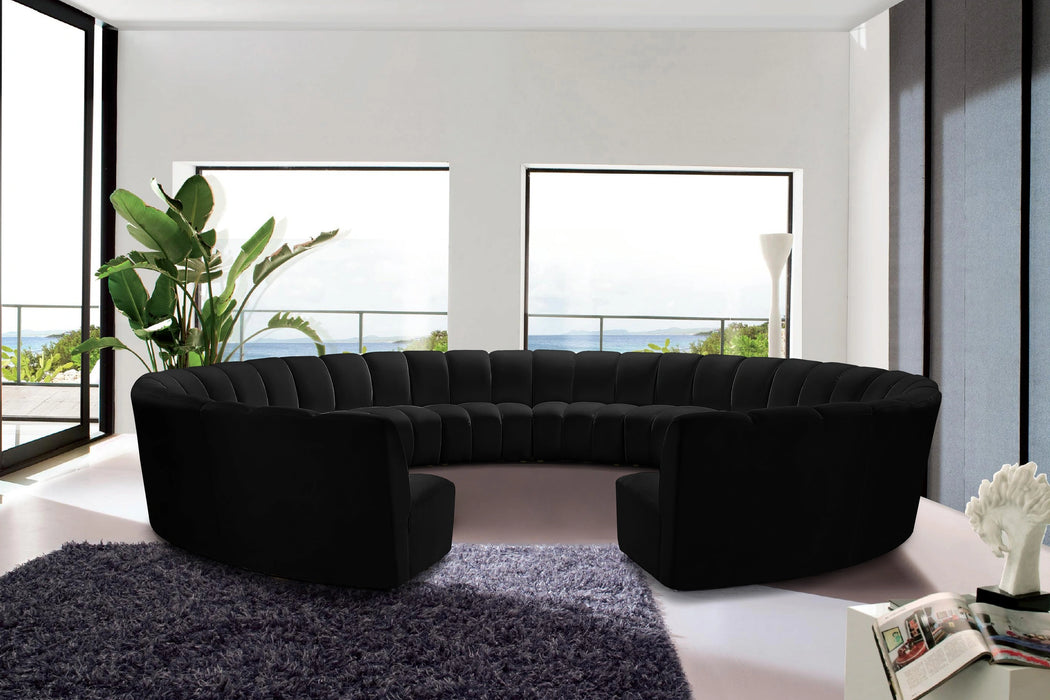 Infinity Black Velvet 12pc. Modular Sectional