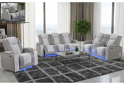U8000 Grey Pwr Rec Sofa/Pwr Console Rec Loveseat W/PHR