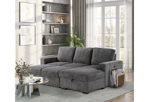 U2660 Grey L Sofa Bed Sectional with Pullout