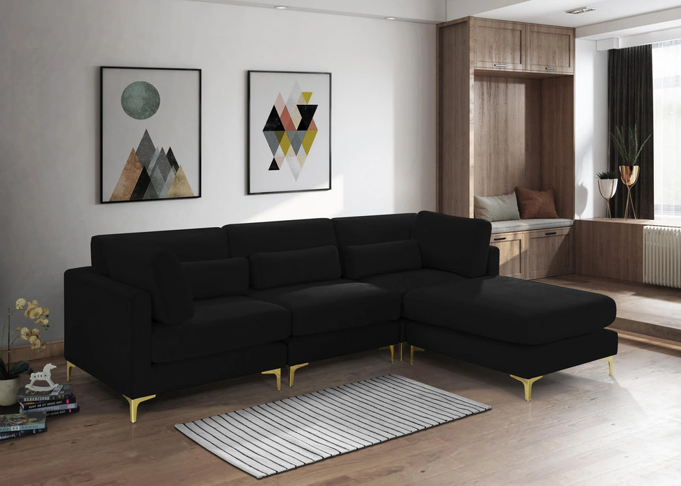 Julia Black Velvet Modular Sectional (4 Boxes)