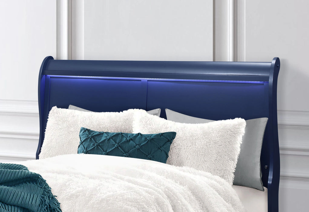 Charlie Blue Queen Bed, Dresser, Mirror and 2 Nightstands