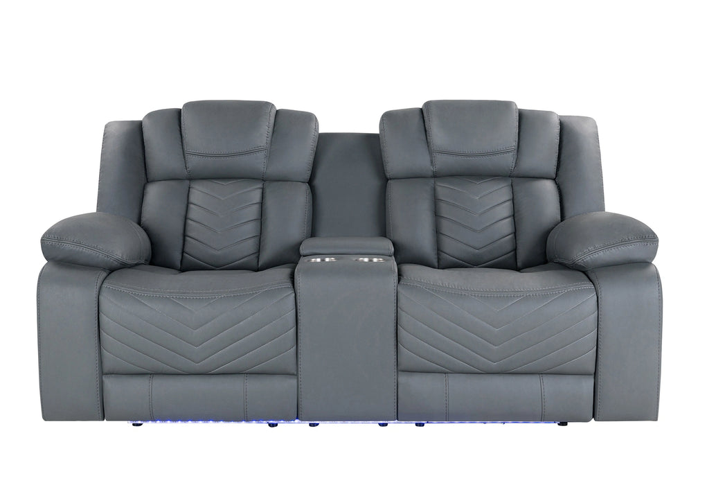 U7068 Grey 10 Power Console Reclining Loveseat with LED