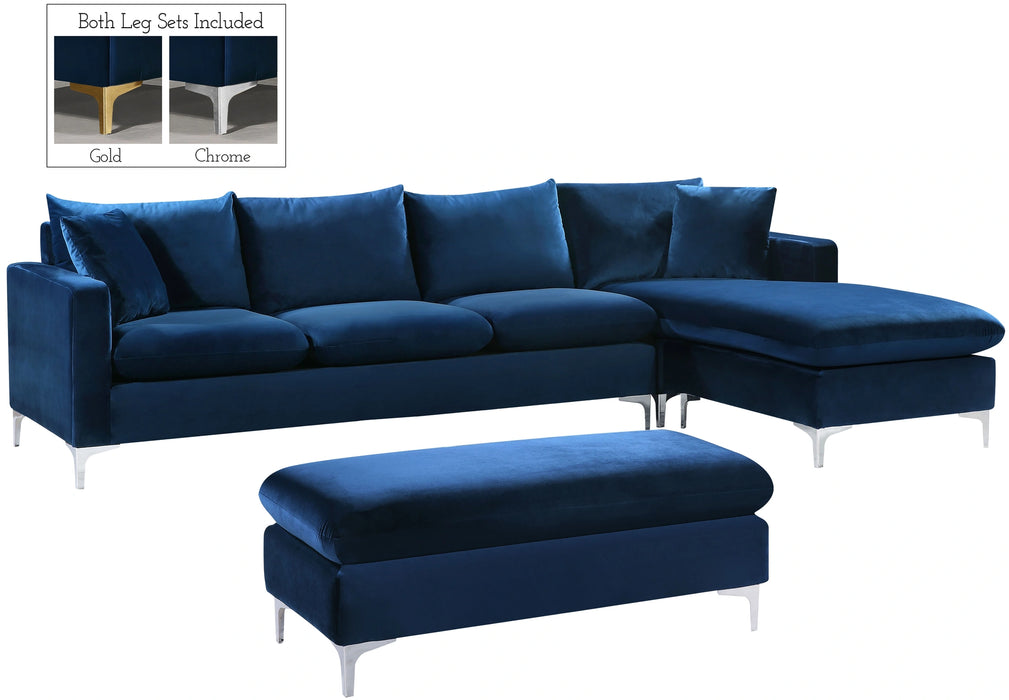 Naomi Navy Velvet 2pc. Reversible Sectional