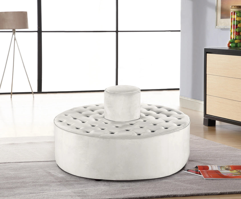 Banquet Cream Velvet Ottoman/Bench