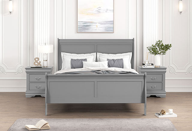 Louis Philippe Full, Twin, Full, & King Bed Black, Grey, Brown & White