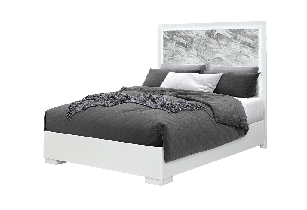 NAOMI SILVER MARBLE FULL BED WITH LED