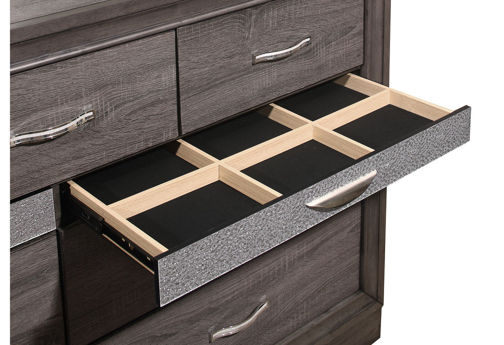SEVILLE GREY QUEEN BED DRESSER MIRROR NIGHTSTAND