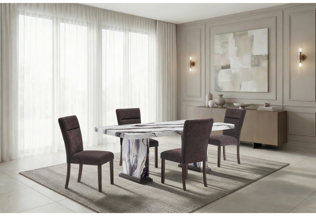 D8212 DINING TABLE WITH 6 D8212 DINING CHAIRS BROWN